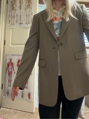 The Curated Classic Blazer Taupe Wool Single-Button